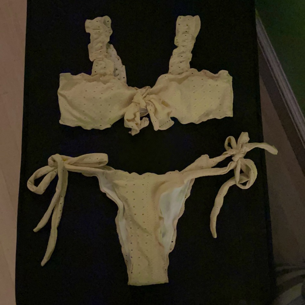Yellow bikini string tie bottoms